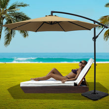 Load image into Gallery viewer, Instahut 3M Umbrella with 50x50cm Base Outdoor Umbrellas Cantilever Sun Stand UV Garden Beige
