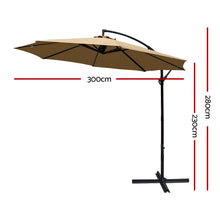 Load image into Gallery viewer, Instahut 3M Cantilevered Outdoor Umbrella - Beige
