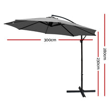 Load image into Gallery viewer, Instahut Outdoor Umbrella 3M Cantilever Beach Garden Grey
