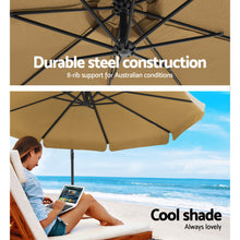Load image into Gallery viewer, Instahut 3M Umbrella with 48x48cm Base Outdoor Umbrellas Cantilever Sun Beach UV Beige
