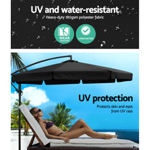 Load image into Gallery viewer, Instahut 3M Umbrella with 48x48cm Base Outdoor Umbrellas Cantilever Sun Beach UV Black
