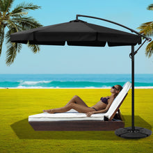 Load image into Gallery viewer, Instahut 3M Umbrella with 48x48cm Base Outdoor Umbrellas Cantilever Sun Beach UV Black
