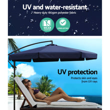 Load image into Gallery viewer, Instahut 3M Umbrella with 48x48cm Base Outdoor Umbrellas Cantilever Sun Beach UV Navy
