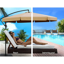 Load image into Gallery viewer, Instahut 3M Umbrella with 50x50cm Base Outdoor Umbrellas Cantilever Patio Sun Beach UV Beige
