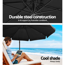 Load image into Gallery viewer, Instahut 3M Umbrella with 50x50cm Base Outdoor Umbrellas Cantilever Patio Sun Beach UV Black
