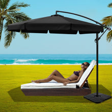 Load image into Gallery viewer, Instahut 3M Umbrella with 50x50cm Base Outdoor Umbrellas Cantilever Patio Sun Beach UV Black
