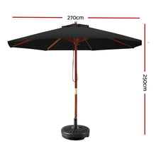 Load image into Gallery viewer, Instahut Outdoor Umbrella 2.7M with Base Pole Umbrellas Garden Stand Deck Black
