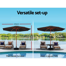 Load image into Gallery viewer, Instahut Outdoor Umbrella 2.7M with Base Pole Umbrellas Garden Stand Deck Black
