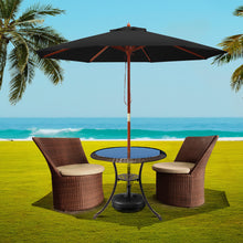 Load image into Gallery viewer, Instahut Outdoor Umbrella 2.7M with Base Pole Umbrellas Garden Stand Deck Black
