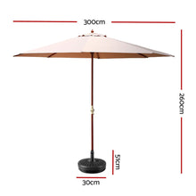 Load image into Gallery viewer, Instahut Outdoor Umbrella Pole Umbrellas 3M with Base Garden Stand Deck Beige
