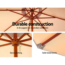 Load image into Gallery viewer, Instahut Outdoor Umbrella Pole Umbrellas 3M with Base Garden Stand Deck Beige
