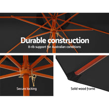 Load image into Gallery viewer, Instahut Outdoor Umbrella 3M with Base Pole Umbrellas Garden Stand Deck Black
