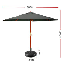 Load image into Gallery viewer, Instahut Outdoor Umbrella Pole Umbrellas 3M W/ Base Garden Stand Deck Charcoal
