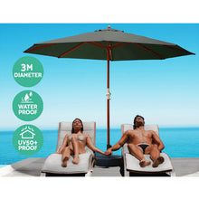 Load image into Gallery viewer, Instahut Outdoor Umbrella Pole Umbrellas 3M W/ Base Garden Stand Deck Charcoal
