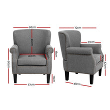 Load image into Gallery viewer, Artiss Armchair Accent Chair Retro Armchairs Lounge Accent Chair Single Sofa Linen Fabric Seat Grey
