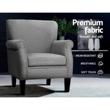 Load image into Gallery viewer, Artiss Armchair Accent Chair Retro Armchairs Lounge Accent Chair Single Sofa Linen Fabric Seat Grey
