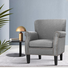 Load image into Gallery viewer, Artiss Armchair Accent Chair Retro Armchairs Lounge Accent Chair Single Sofa Linen Fabric Seat Grey
