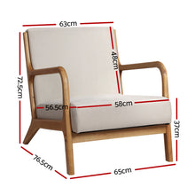 Load image into Gallery viewer, Artiss Armchair Lounge Chair Accent Armchairs Couch Sofa Bedroom Beige Wood
