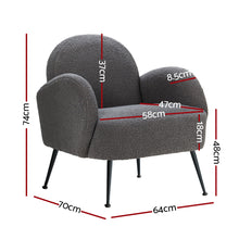 Load image into Gallery viewer, Artiss Armchair Lounge Chair Armchairs Accent Arm Chairs Sherpa Boucle Charcoal
