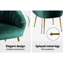 Load image into Gallery viewer, Artiss Armchair Lounge Chair Accent Armchairs Chairs Velvet Sofa Green Couch
