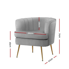 Load image into Gallery viewer, Artiss Armchair Lounge Accent Chair Armchairs Sofa Chairs Velvet Grey Couch
