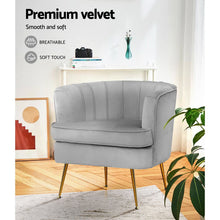 Load image into Gallery viewer, Artiss Armchair Lounge Accent Chair Armchairs Sofa Chairs Velvet Grey Couch

