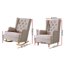 Load image into Gallery viewer, Artiss Rocking Armchair Feedining Chair Fabric Armchairs Lounge Recliner Beige
