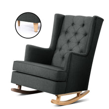 Load image into Gallery viewer, Artiss Rocking Armchair Feeding Chair Fabric Armchairs Lounge Recliner Charcoal
