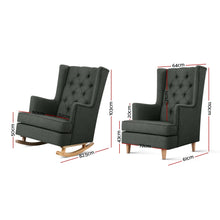 Load image into Gallery viewer, Artiss Rocking Armchair Feeding Chair Fabric Armchairs Lounge Recliner Charcoal
