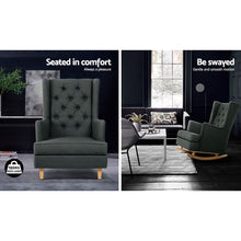 Load image into Gallery viewer, Artiss Rocking Armchair Feeding Chair Fabric Armchairs Lounge Recliner Charcoal
