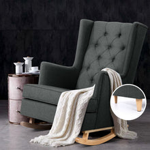 Load image into Gallery viewer, Artiss Rocking Armchair Feeding Chair Fabric Armchairs Lounge Recliner Charcoal
