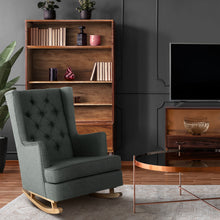 Load image into Gallery viewer, Artiss Rocking Armchair Feeding Chair Fabric Armchairs Lounge Recliner Charcoal
