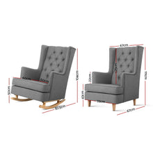 Load image into Gallery viewer, Artiss Rocking Armchair Feeding Chair Linen Fabric Armchairs Lounge Retro Grey
