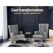 Load image into Gallery viewer, Artiss Rocking Armchair Feeding Chair Linen Fabric Armchairs Lounge Retro Grey
