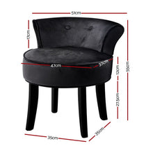 Load image into Gallery viewer, Artiss Velvet Vanity Stool Backrest Stools Dressing Table Chair Makeup Bedroom Black
