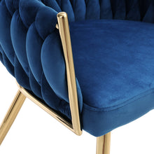 Load image into Gallery viewer, Artiss Dining Chair Cafe Chair Velvet Upholstered Woven Back Armrest Blue
