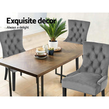 Load image into Gallery viewer, Artiss Set of 2 Dining Chairs French Provincial Retro Chair Wooden Velvet Fabric Grey
