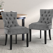 Load image into Gallery viewer, Artiss Set of 2 Dining Chairs French Provincial Retro Chair Wooden Velvet Fabric Grey

