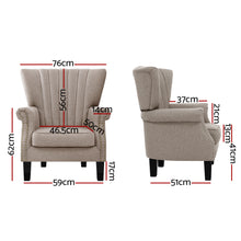 Load image into Gallery viewer, Artiss Armchair Lounge Chair Accent Chairs Armchairs Fabric Single Sofa Beige
