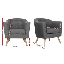 Load image into Gallery viewer, Artiss ADORA Armchair Tub Chair Single Accent Armchairs Sofa Lounge Fabric Grey
