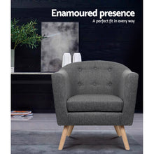 Load image into Gallery viewer, Artiss ADORA Armchair Tub Chair Single Accent Armchairs Sofa Lounge Fabric Grey
