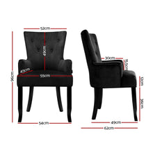 Load image into Gallery viewer, Artiss Dining Chairs French Provincial Chair Velvet Fabric Timber Retro Black
