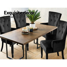 Load image into Gallery viewer, Artiss Dining Chairs French Provincial Chair Velvet Fabric Timber Retro Black
