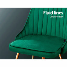 Load image into Gallery viewer, Artiss Set of 2 Dining Chairs Retro Chair Cafe Kitchen Modern Metal Legs Velvet Green
