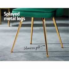 Load image into Gallery viewer, Artiss Set of 2 Dining Chairs Retro Chair Cafe Kitchen Modern Metal Legs Velvet Green
