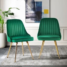 Load image into Gallery viewer, Artiss Set of 2 Dining Chairs Retro Chair Cafe Kitchen Modern Metal Legs Velvet Green
