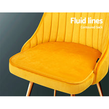 Load image into Gallery viewer, Artiss Set of 2 Dining Chairs Retro Chair Cafe Kitchen Modern Metal Legs Velvet Yellow
