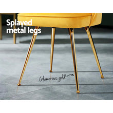 Load image into Gallery viewer, Artiss Set of 2 Dining Chairs Retro Chair Cafe Kitchen Modern Metal Legs Velvet Yellow
