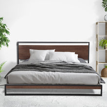 Load image into Gallery viewer, Milano Decor Azure Bed Frame With Headboard Black Wood Steel Platform Bed - Single - Black
