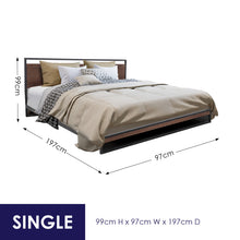 Load image into Gallery viewer, Milano Decor Azure Bed Frame With Headboard Black Wood Steel Platform Bed - Single - Black
